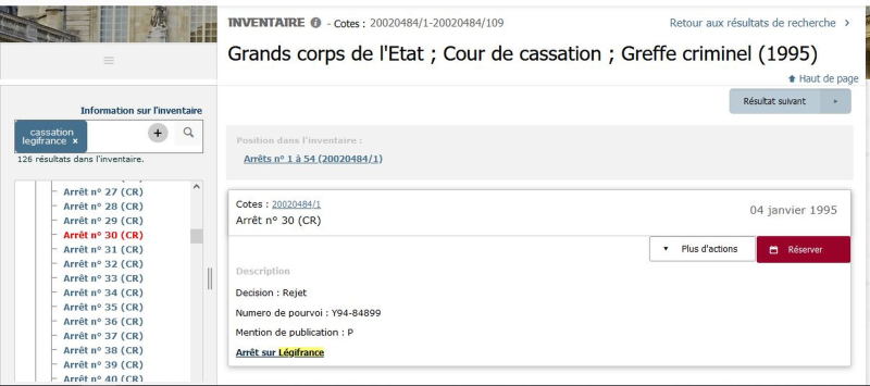 Illustration 3. Instrument de recherche illustrant la mise en qualité des données avec les croisements de sources pour l’année 1995